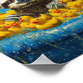 Funny Sloth Rubber Duck Pool Poster ポスター (角)