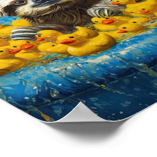 Funny Sloth Rubber Duck Pool Poster ポスター (角)