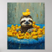 Funny Sloth Rubber Duck Pool Poster ポスター (正面)