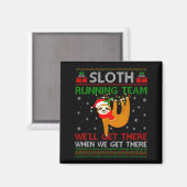 Funny Sloth Running Team Xmas Lights Ugly Sloth Ch マグネット (正面/裏面)