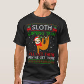 Funny Sloth Running Team Xmas Lights Ugly Sloth Ch Tシャツ (正面)