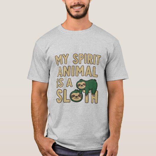 Funny Sloth Spirit Animal T-ShiMen's Basic T-Shirt Tシャツ (正面)