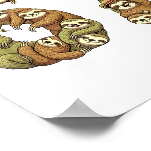 Funny Sloth Tribal 6 7 Meme Six Seven Love  ポスター (角)