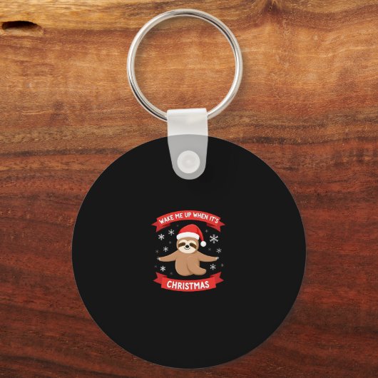Funny Sloth wake me up when its Christmas Xmas Cut キーホルダー (正面)