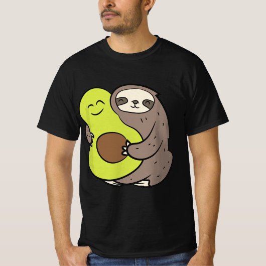 Funny Sloth With Avocado Vegan Cute Sloth Avocado Tシャツ (正面)