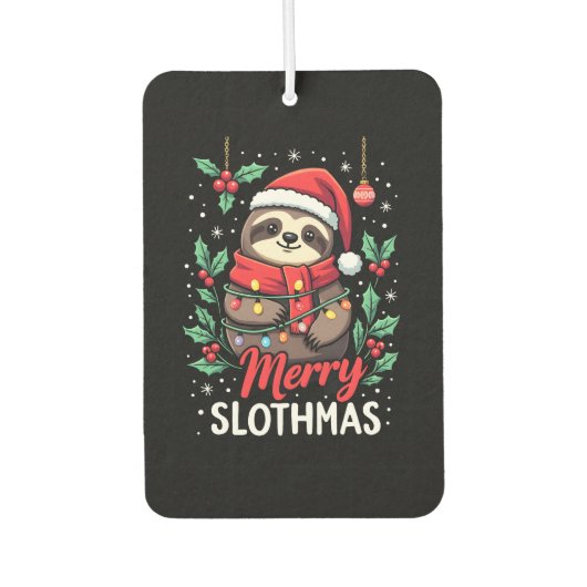 Funny Sloth Xmas Lights Merry Slothmas Sloth Chris カーエアーフレッシュナー (正面)