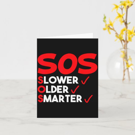 Funny Slower Older Smarter Quote For Men Women  カード (黄色い花)