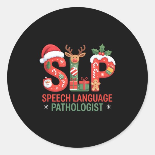 Funny Slp Christmas Speech Language Pathologist Ho ラウンドシール (正面)