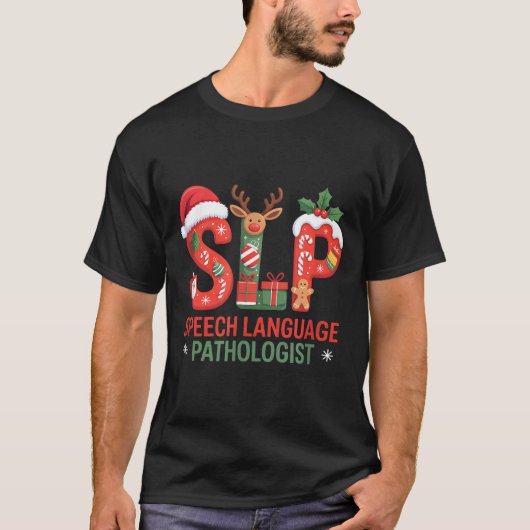 Funny Slp Christmas Speech Language Pathologist Ho Tシャツ (正面)