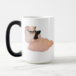 Funny Smart Cat with Glasses Mug - Cute Office Dec モーフィングマグカップ