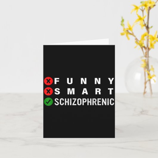 Funny Smart Schizophrenic Schizophrenia Awareness  カード (黄色い花)