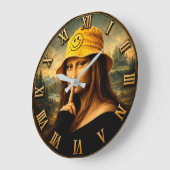 Funny Smiley Mona Lisa Happy Bucket Hat Renaissan ラージ壁時計 (傾斜)