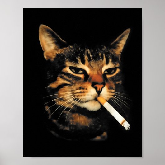 Funny Smoking Cat Cigarette Kitten Meme Stupid Bra ポスター (正面)