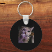 Funny Smoking Cat, Cigarette Kitty Gen Z Meme, Cat キーホルダー (正面)
