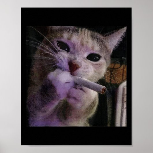 Funny Smoking Cat, Cigarette Kitty Gen Z Meme, Cat ポスター (正面)