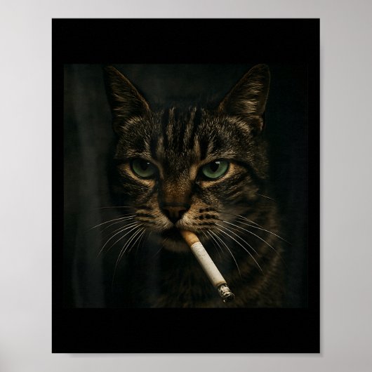 Funny Smoking Cat, Cigarette Kitty Gen Z Meme, Cat ポスター (正面)
