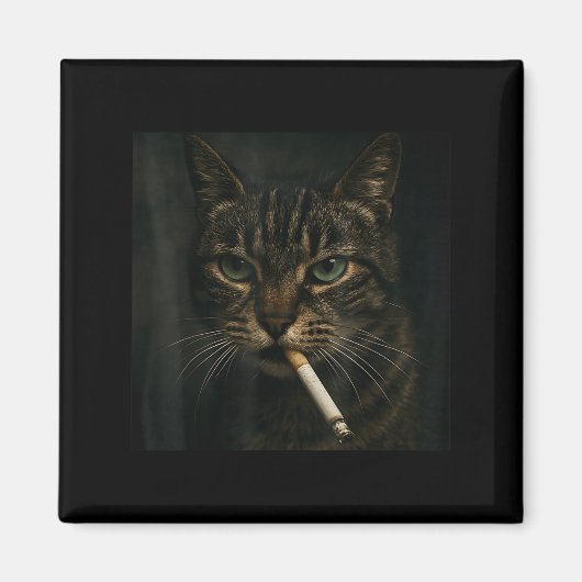 Funny Smoking Cat, Cigarette Kitty Gen Z Meme, Cat マグネット (正面)