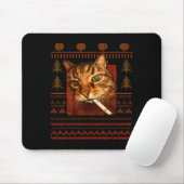 Funny Smoking Cat Meme Christmas Ugly For Men Wome マウスパッド (マウス)