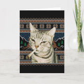Funny Smoking Cat Meme Christmas Ugly Sweater Cat  カード (正面)