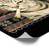 Funny Smoking Cat Meme Christmas Ugly Sweater Cat  ポスター (角)