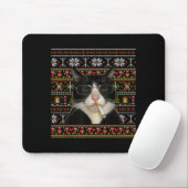 Funny Smoking Cat Meme Christmas Ugly Sweater Cat  マウスパッド (マウス)