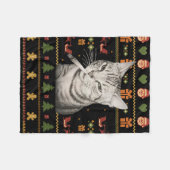 Funny Smoking Cat Meme Christmas Ugly Sweaters For フリースブランケット (正面(横))