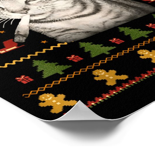 Funny Smoking Cat Meme Christmas Ugly Sweaters For ポスター (角)