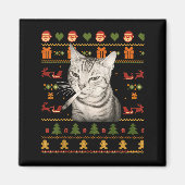 Funny Smoking Cat Meme Christmas Ugly Sweaters For マグネット (正面)