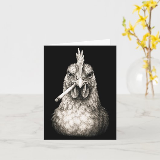 Funny Smoking Chicken Cigarette Gen Z Meme Farm An カード (黄色い花)