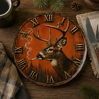 Funny Smoking Deer Rustic Hunting Cabin ペーパープレート