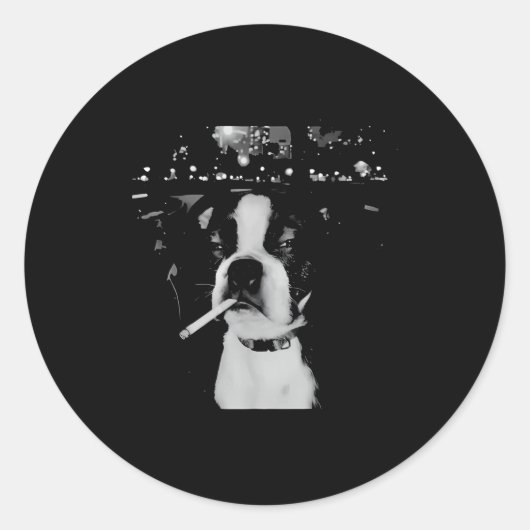 Funny Smoking Dog Meme  ラウンドシール (正面)