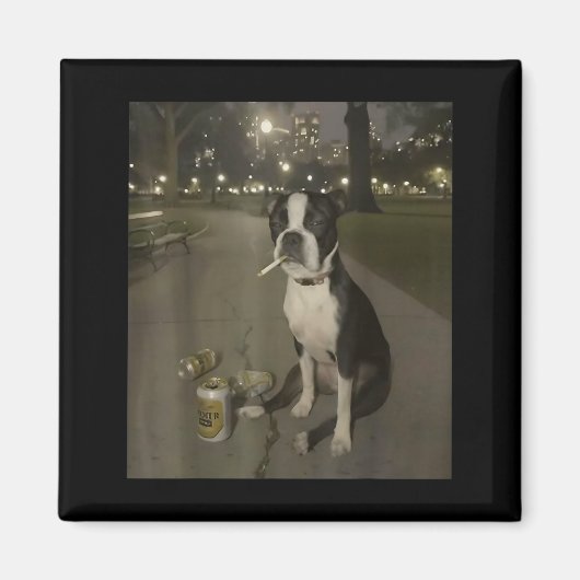 Funny Smoking Dog Meme Cigarette Gen Z Meme Dog Lo マグネット (正面)