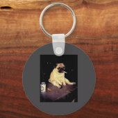 Funny Smoking Dog Pug Meme  キーホルダー (正面)