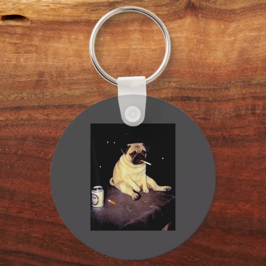 Funny Smoking Dog Pug Meme  キーホルダー (正面)