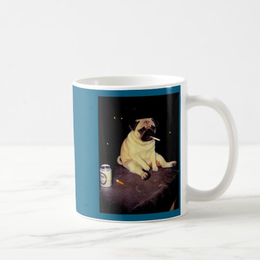 Funny Smoking Dog Pug Meme  コーヒーマグカップ (右)