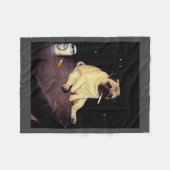 Funny Smoking Dog Pug Meme  フリースブランケット (正面(横))