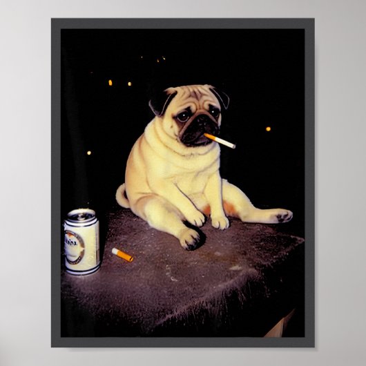 Funny Smoking Dog Pug Meme  ポスター (正面)
