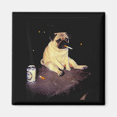 Funny Smoking Dog Pug Meme  マグネット (正面)