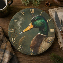Funny Smoking Duck Hunter Cabin ペーパープレート
