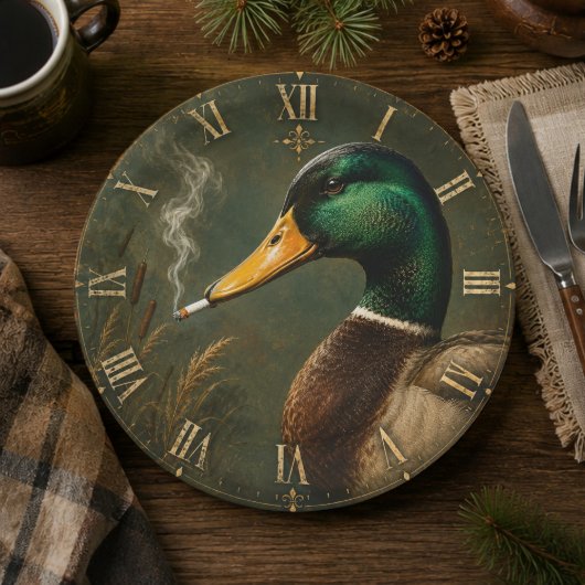 Funny Smoking Duck Hunter Cabin ペーパープレート