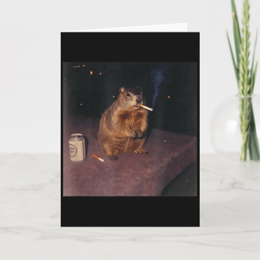 Funny Smoking Groundhog Cigarette Gen Z Retro Meme カード (正面)
