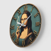 Funny Smoking Mona Lisa ラージ壁時計 (傾斜)