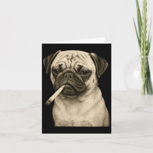 Funny Smoking Pug Dog Cigarette Gen Z Meme Graphic カード (正面)