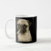 Funny Smoking Pug Dog Cigarette Gen Z Meme Graphic コーヒーマグカップ (左)