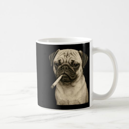 Funny Smoking Pug Dog Cigarette Gen Z Meme Graphic コーヒーマグカップ (右)