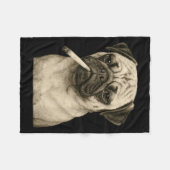 Funny Smoking Pug Dog Cigarette Gen Z Meme Graphic フリースブランケット (正面(横))