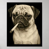 Funny Smoking Pug Dog Cigarette Gen Z Meme Graphic ポスター (正面)