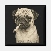 Funny Smoking Pug Dog Cigarette Gen Z Meme Graphic マグネット (正面)