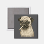 Funny Smoking Pug Dog Cigarette Gen Z Meme Graphic マグネット (正面/裏面)