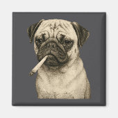 Funny Smoking Pug Dog Cigarette Gen Z Meme Graphic マグネット (正面)